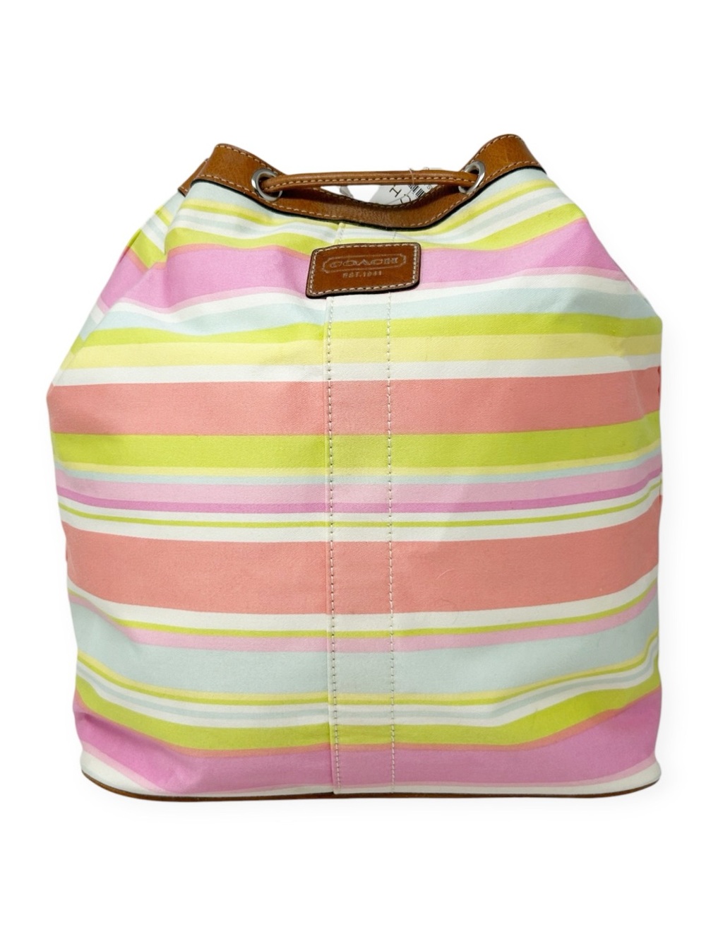 COACH Hamptons Watercolor Stripe Beach Drawstring Backpack